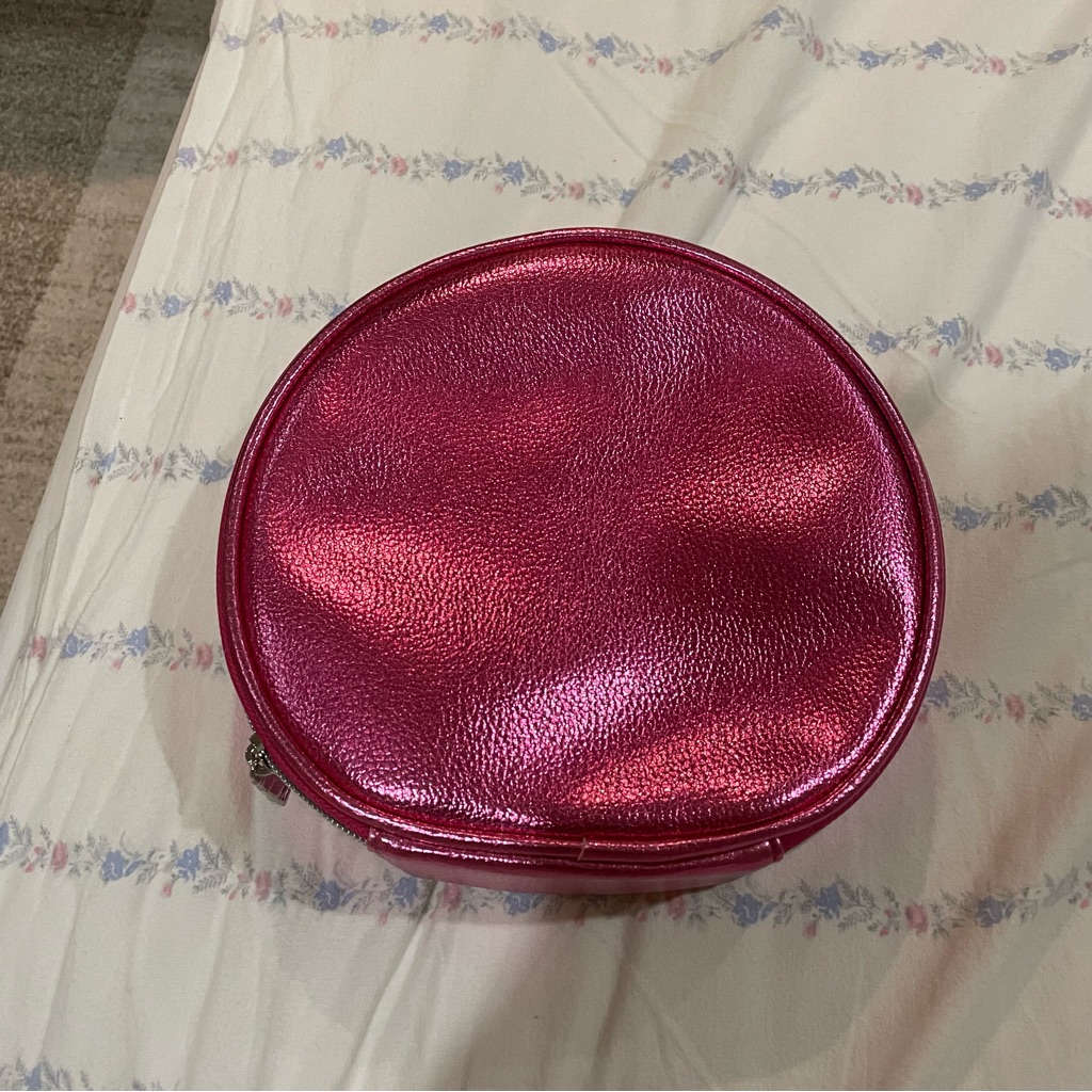 Brand New Round Pink Metallic Cosmetics Bag